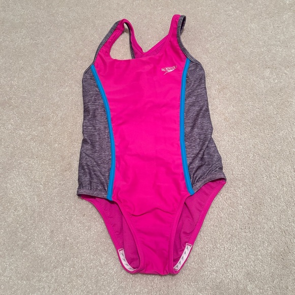 Speedo Kids Swim One Piece - Pink and Gray - Picture 1 of 8